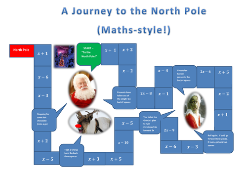 Christmas Algebra Substitution Board Game
