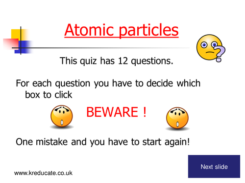 Atomic particles quiz