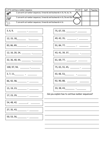 Missing numbers and continuing sequences