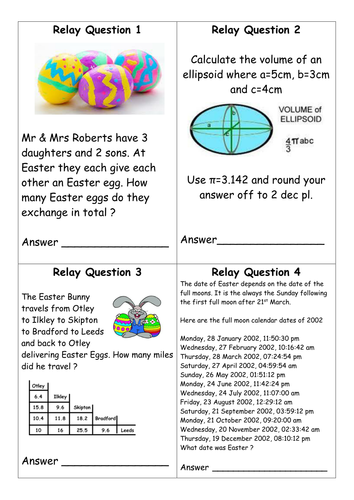 Easter relay quiz