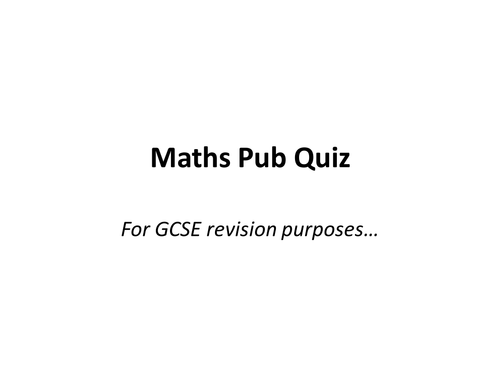 GCSE Revision Pub Quiz - Higher and Foundation