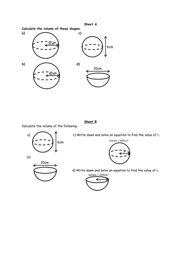 Worksheets Volume Of Spheres Worksheet volume and surface area of spheres by rach4385 teaching spheres