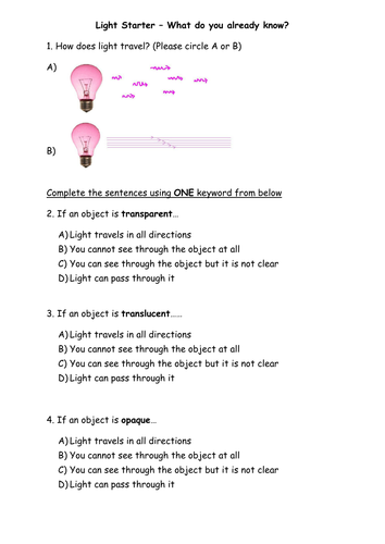 Recap Light Lesson for KS3