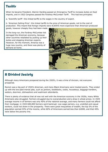 Causes of the great depression AQA History B | Teaching Resources