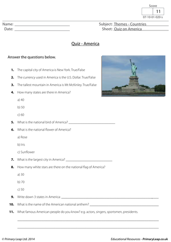 General knowledge - Quiz on America