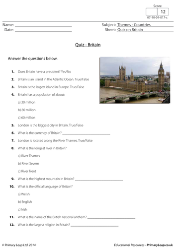 General knowledge - Quiz on Britain