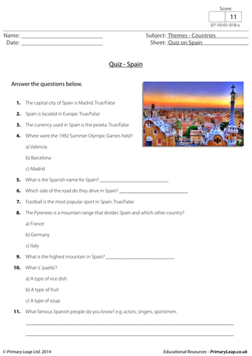 General knowledge - Quiz on Spain