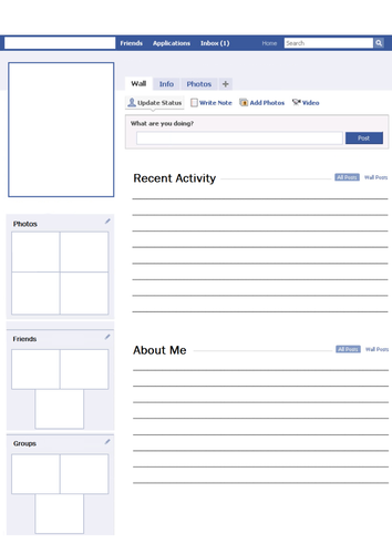  Blank  Facebook  Profile  Worksheet Activity Teaching 