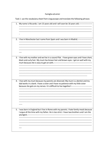 family and pets revision