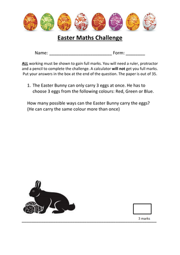 Easter Maths Challenge Teaching Resources