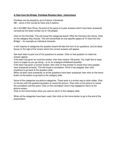 A View from the Bridge Quiz