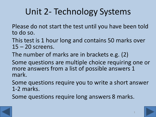 Btec Technology systems test