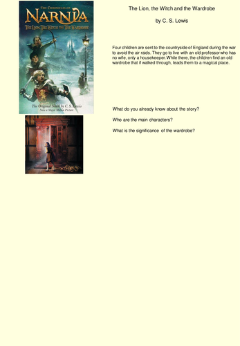 The Lion The Witch And The Wardrobe Worksheets Teaching Resources