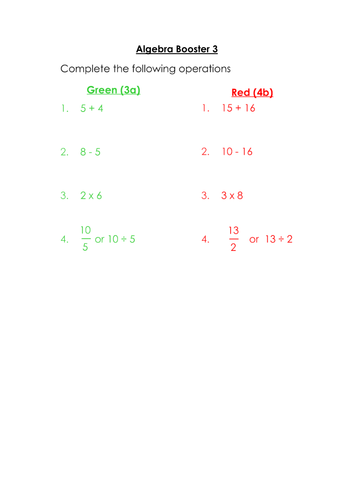 Mapping Algebraic Expressions Level 3 to 4