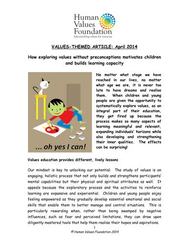 Values education - Different, lively lessons