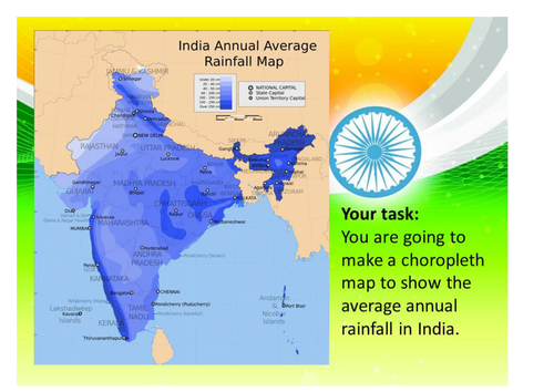 Make a choropleth map of rainfall in India