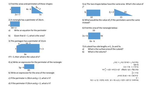 Perimeter questions using algebra