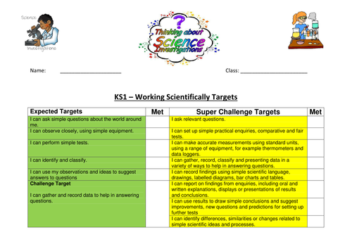 Working Scientifically Tracking Sheets by OgdenPartnership