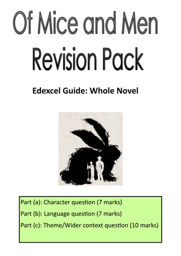 EDEXCEL GCSE ENGLISH- Of Mice & Men Revision Pack