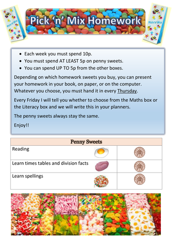 Pick and mix homework year 1 08 picture