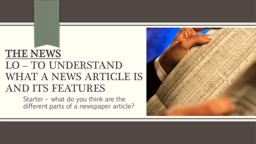 Year 10 Non-fiction. Producing a newspaper article