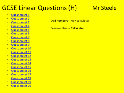 GCSE Linear Starters 1-20 (Higher)