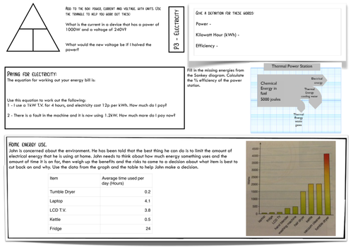 21st Century science, P1,2,3 revision sheets.