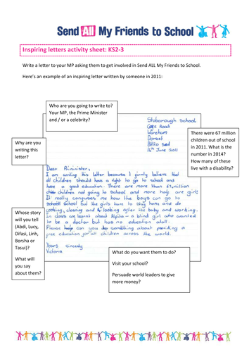 Send My Friend To School: Inspiring Letters | Teaching Resources