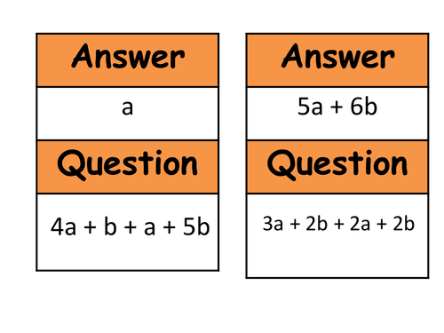 Treasure Hunt Plenary Collecting like terms