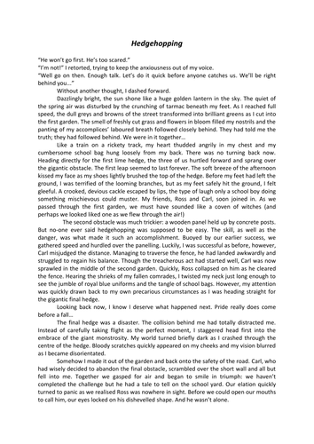 Hedgehopping: Autobiographical Writing