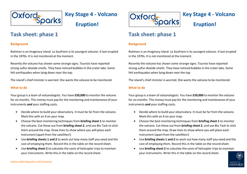Oxford Sparks: Underwater Volcano Disaster - KS4