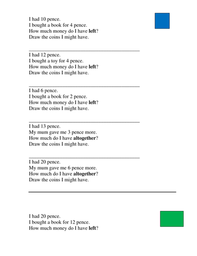 Year 2/3 Money Word Problems