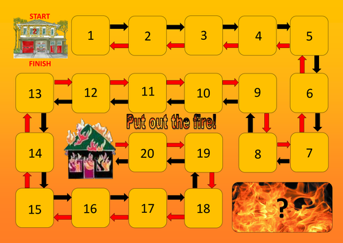 Put out the fire subtraction board game