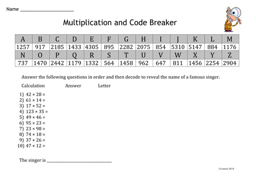 Multiplication Codebreaker Teaching Resources