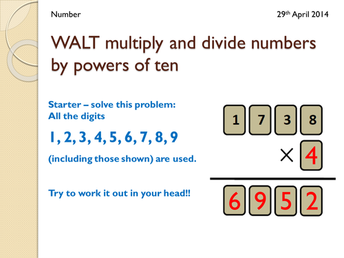 Multiplying and dividing by powers of ten