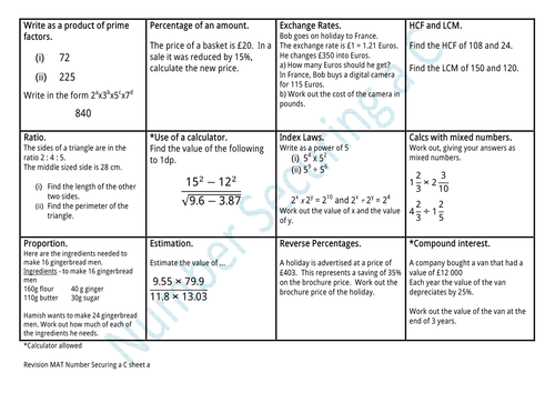 Maths MATS Securing a C set a