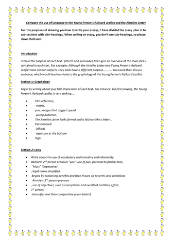 AQA Combined AS English Lang and Lit Comparisons