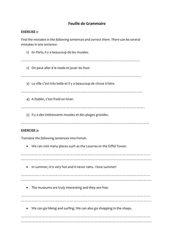 Grammar Worksheet