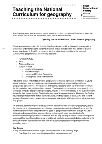 Teaching the National Curriculum for geography