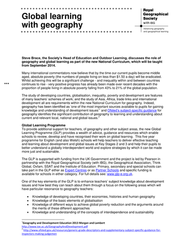 Global Learning with geography