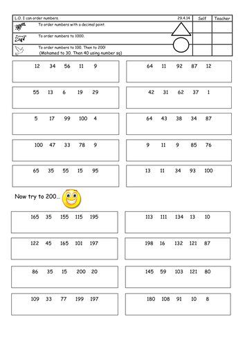 ordering numbers differentiated 4 ways teaching resources