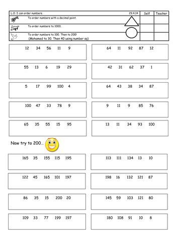 Ordering numbers - differentiated 4 ways