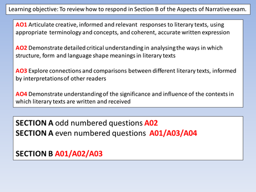 AQA Lit B Unit 1 Aspects of Narrative exam prep