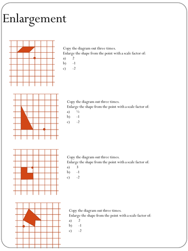 video scale factor math by Worksheet Enlargement (negative factors) scale