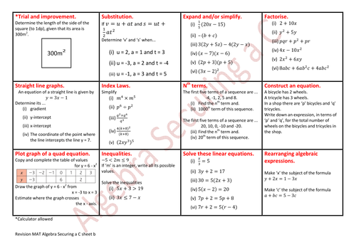 Maths MATS Securing a C set b