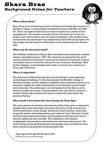 Skara Brae Teacher's Guide -Stone Age-Iron Age KS2