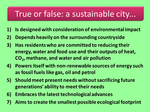 Sustainable Cities WJEC GCE G4
