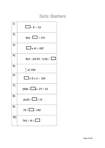 KS2 Sats Busters