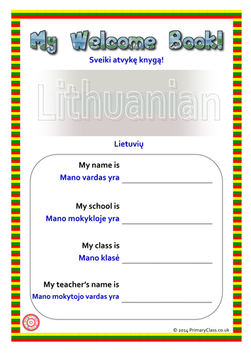 Lithuanian/English EAL Welcome Book