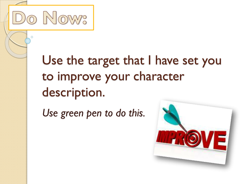 Year 7: Descriptive Writing SoW - Lesson 9